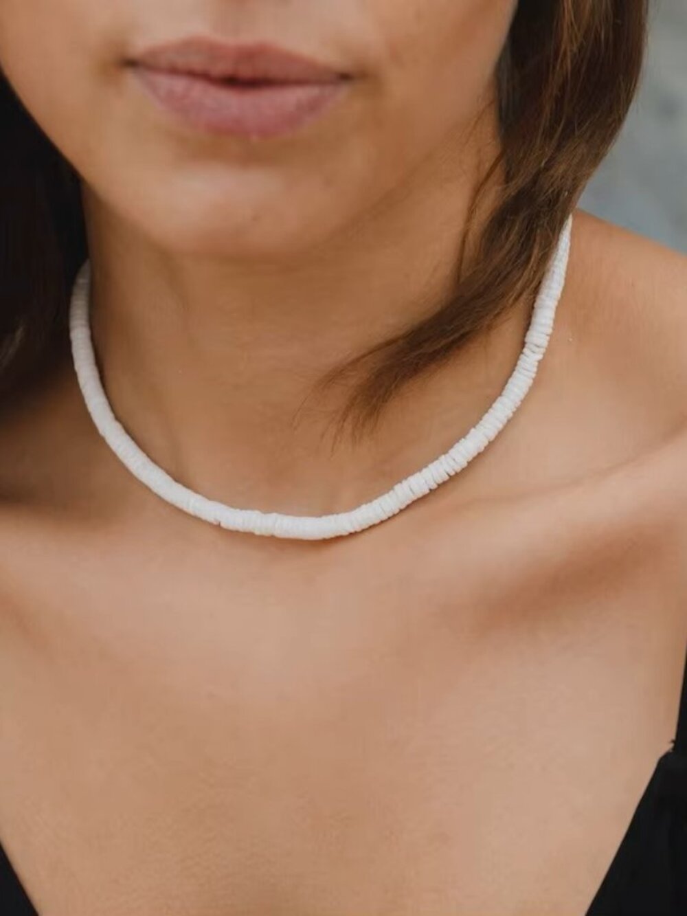 Boho Heishi Disc Beaded Choker Necklace Minimalist Beach Surfer Jewelry Womens